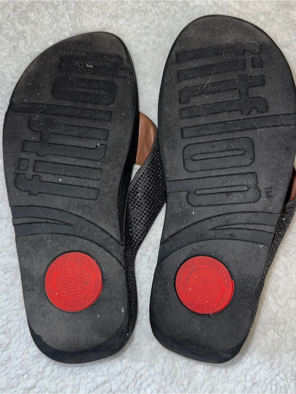 FitFlop Ritzy Rhinestone Flip Flop Sandal Wedge Gray Size 8